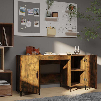 817552 vidaXL Desk Smoked Oak 140x50x75 cm Engineered Wood