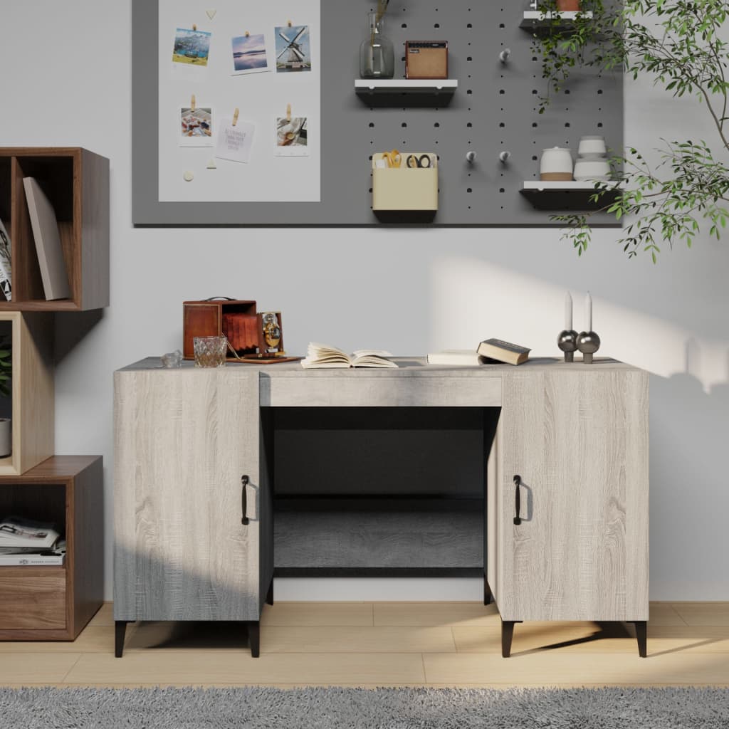 Desk Grey Sonoma 140x50x75 cm Engineered Wood