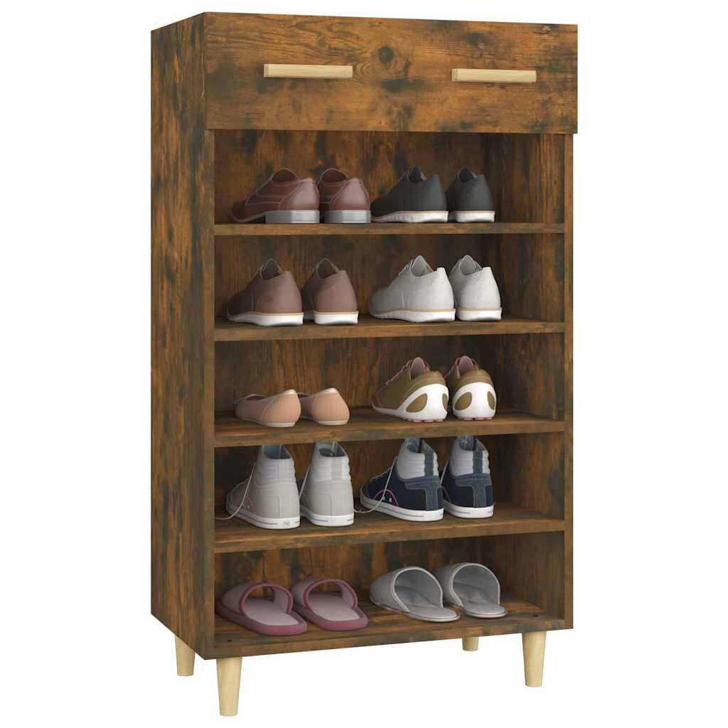 817555 vidaXL Shoe Cabinet Smoked Oak 60x35x105 cm Engineered Wood