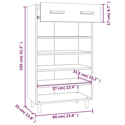 Shoe Cabinet Smoked Oak 60x35x105 cm Engineered Wood