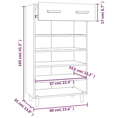 817556 vidaXL Shoe Cabinet Grey Sonoma 60x35x105 cm Engineered Wood