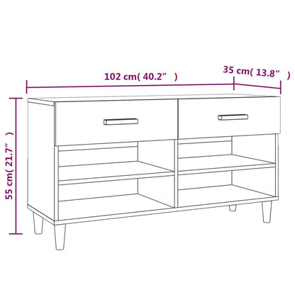 Shoe Cabinet Smoked Oak 102x35x55 cm Engineered Wood
