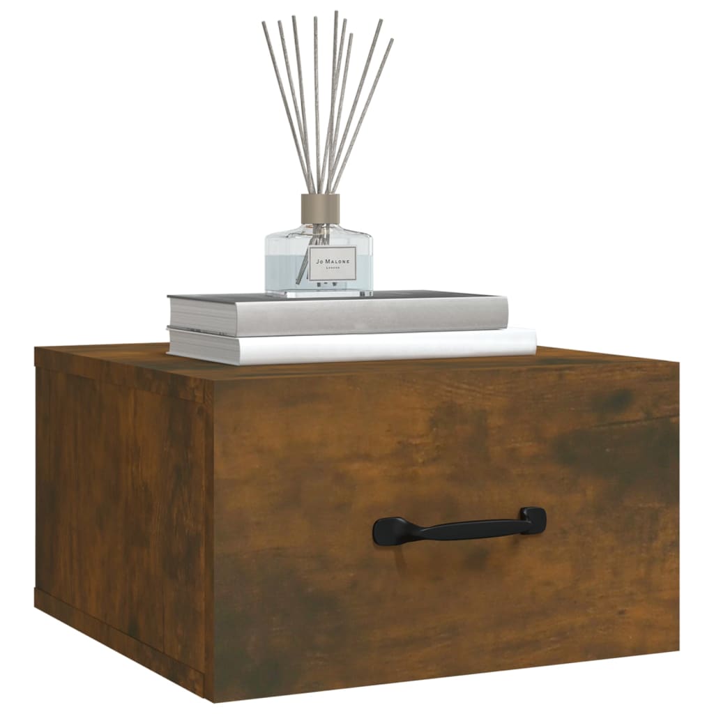 817579 vidaXL Wall-mounted Bedside Cabinet Smoked Oak 35x35x20 cm