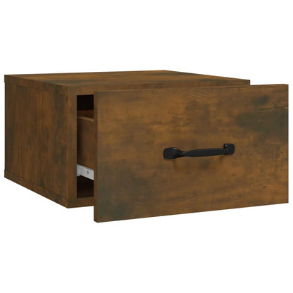 817579 vidaXL Wall-mounted Bedside Cabinet Smoked Oak 35x35x20 cm