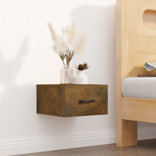 817579 vidaXL Wall-mounted Bedside Cabinet Smoked Oak 35x35x20 cm