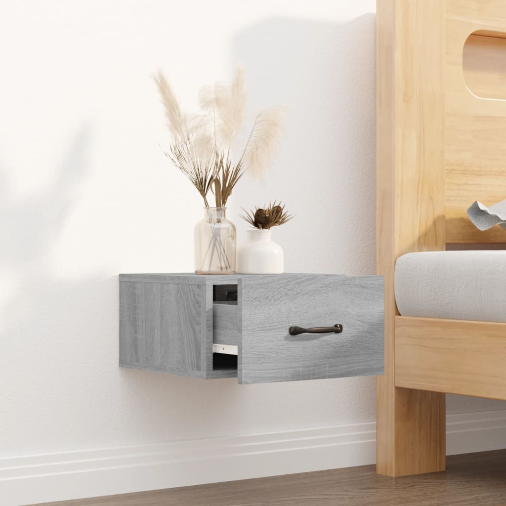 817581 vidaXL Wall-mounted Bedside Cabinet Grey Sonoma 35x35x20 cm