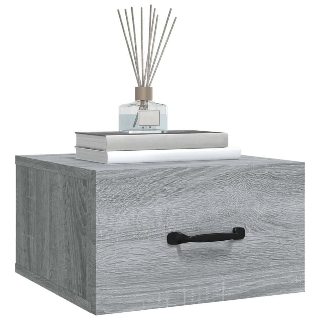 817581 vidaXL Wall-mounted Bedside Cabinet Grey Sonoma 35x35x20 cm