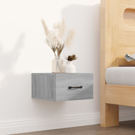 817581 vidaXL Wall-mounted Bedside Cabinet Grey Sonoma 35x35x20 cm