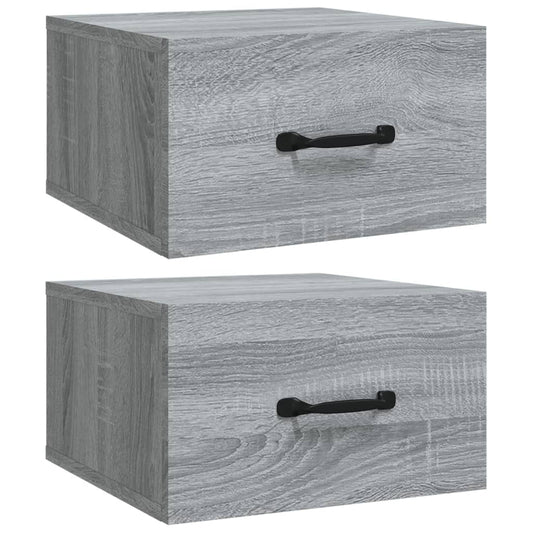 817582 vidaXL Wall-mounted Bedside Cabinets 2 pcs Grey Sonoma 35x35x20 cm