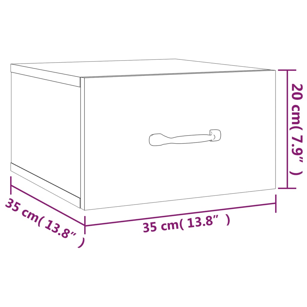 817582 vidaXL Wall-mounted Bedside Cabinets 2 pcs Grey Sonoma 35x35x20 cm