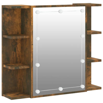 Mirror Cabinet with LED Smoked Oak 70x16,5x60 cm