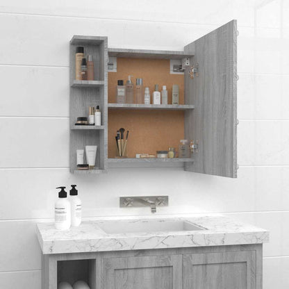 Mirror Cabinet with LED Grey Sonoma 70x16.5x60 cm