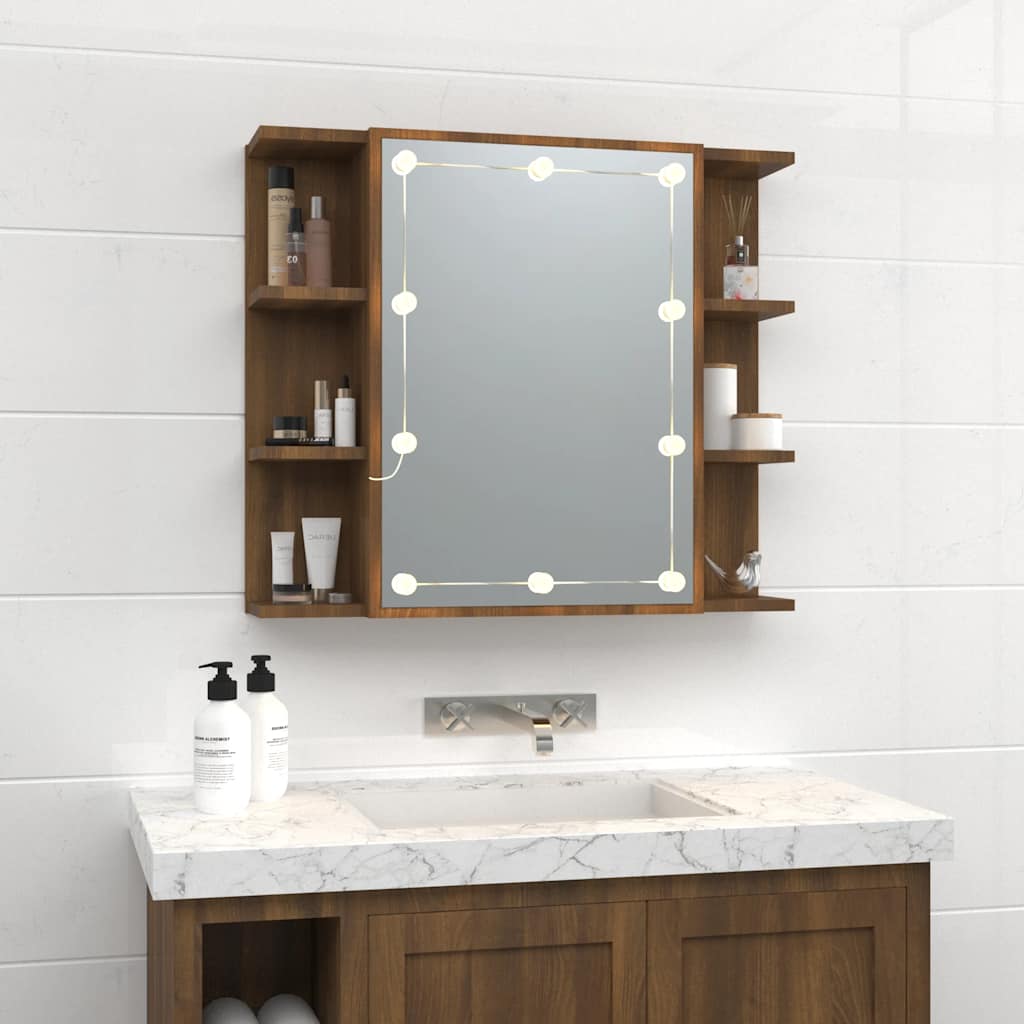 Mirror Cabinet | Brown Oak | Engineered wood | 70x16.5x60 cm