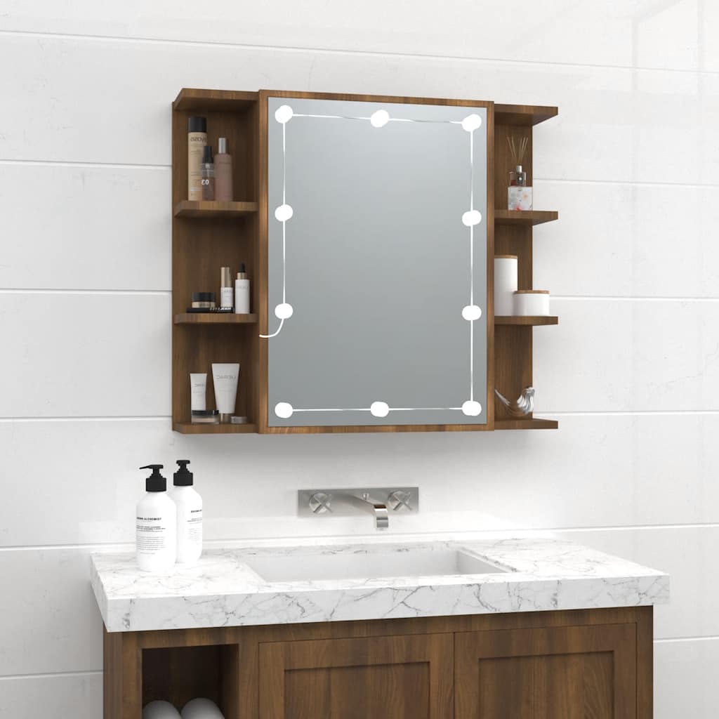 Mirror Cabinet | Brown Oak | Engineered wood | 70x16.5x60 cm