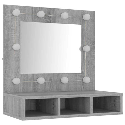Mirror Cabinet with LED Grey Sonoma 60x31.5x62 cm