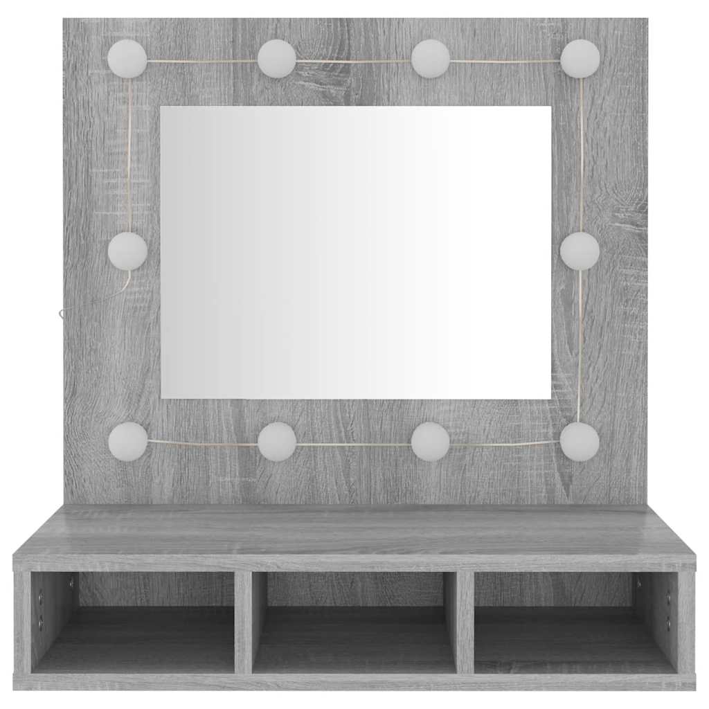 Mirror Cabinet with LED Grey Sonoma 60x31.5x62 cm