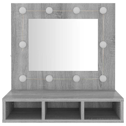 Mirror Cabinet with LED Grey Sonoma 60x31.5x62 cm