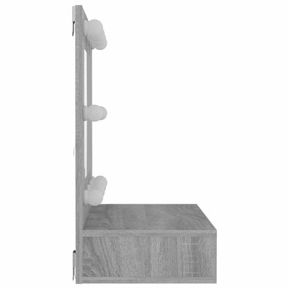 Mirror Cabinet with LED Grey Sonoma 60x31.5x62 cm