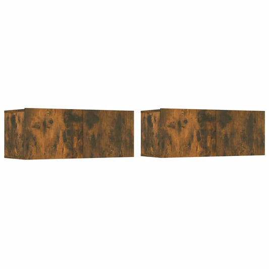 2 Piece TV Cabinet Set Smoked Oak 80x30x30 cm Engineered Wood