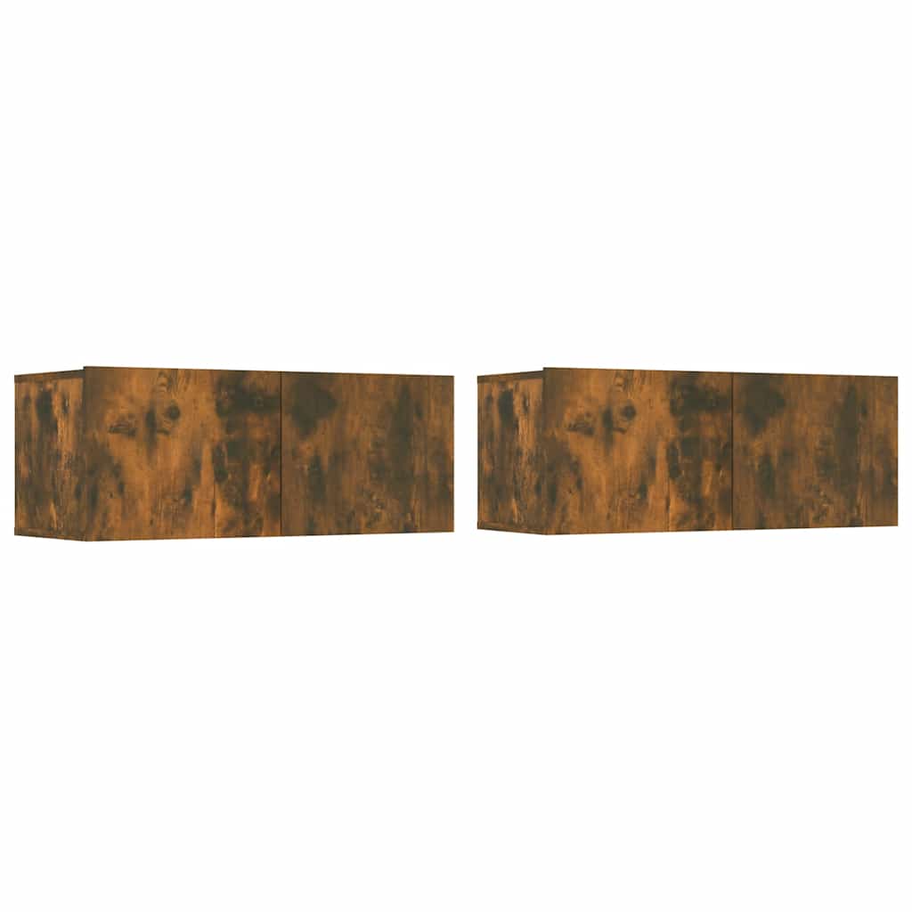 TV Cabinets 2 pcs Smoked Oak 80x30x30 cm Engineered Wood