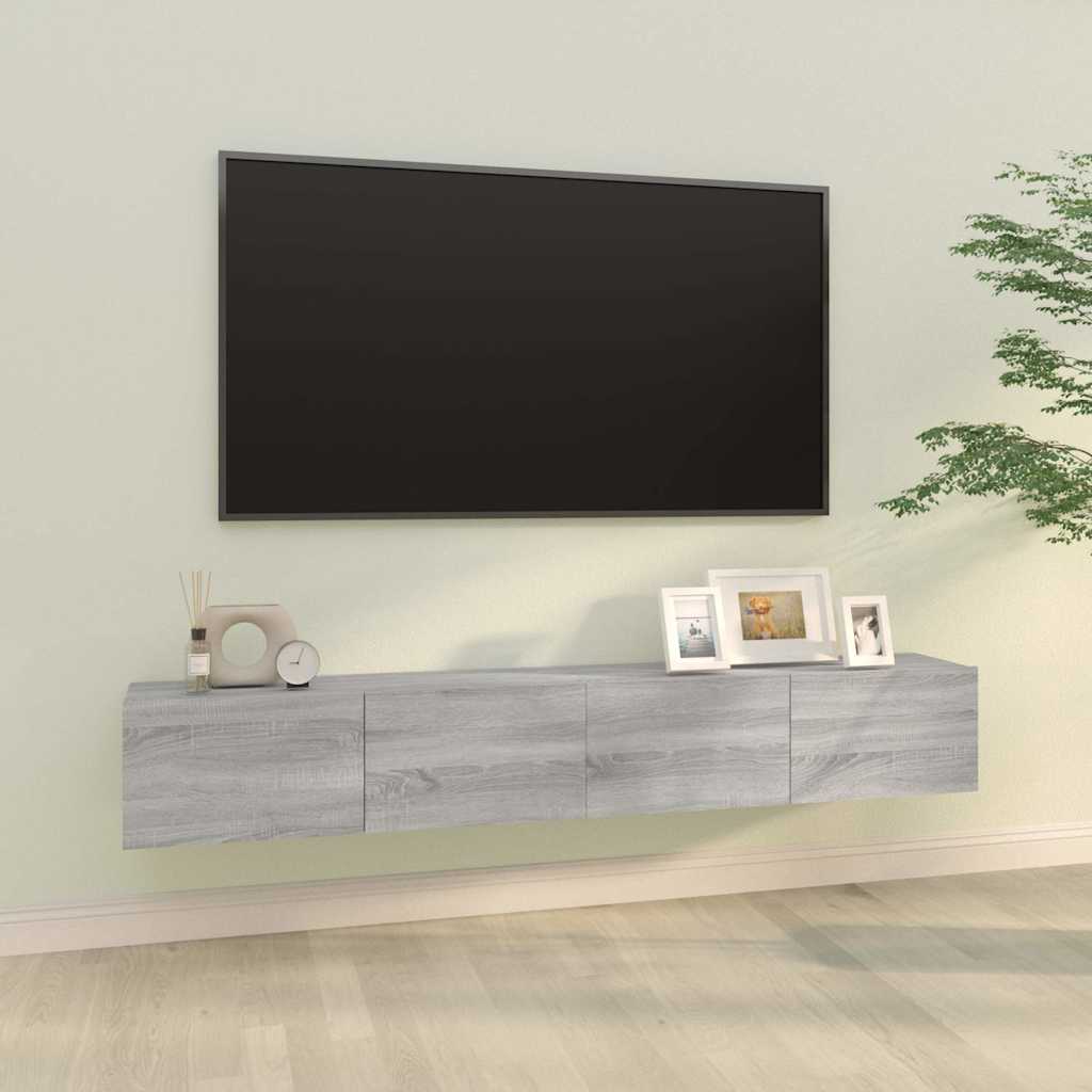 2 Piece Wall-mounted TV Cabinet Set Grey Sonoma 100x30x30 cm Engineered Wood
