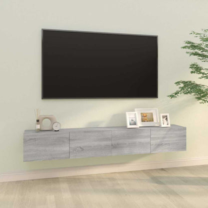 2 Piece Wall-mounted TV Cabinet Set Grey Sonoma 100x30x30 cm Engineered Wood