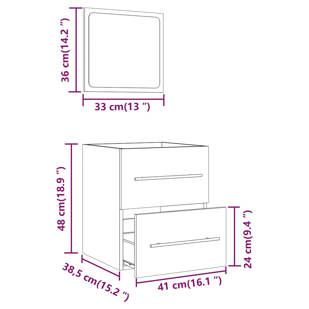 Bathroom Cabinet with Mirror Grey Sonoma 41x38.5x48 cm Engineered Wood