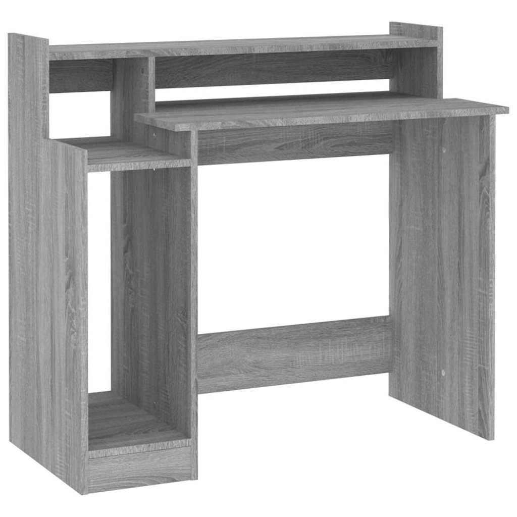 Desk with LED Lights Grey Sonoma 97x45x90 cm Engineered Wood