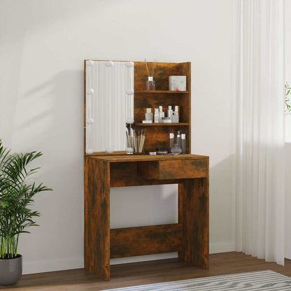 Dressing Table with LED Smoked Oak 74,5x40x141 cm