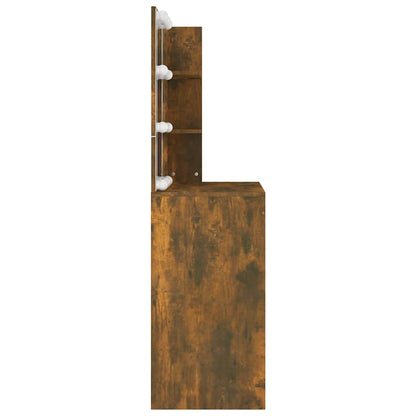 Dressing Table with LED Smoked Oak 74,5x40x141 cm