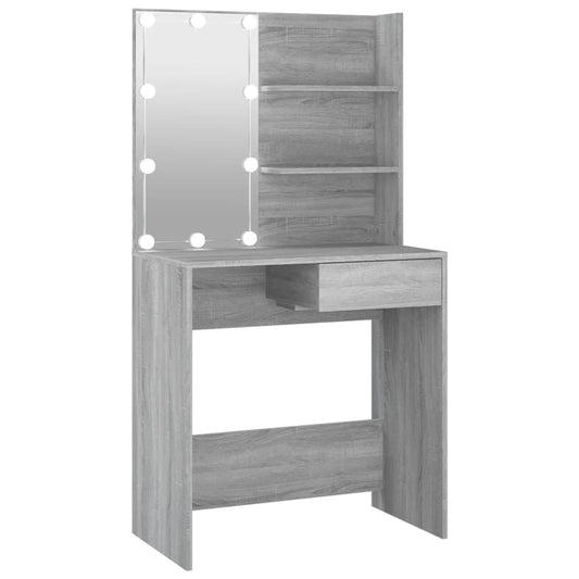 Dressing Table with LED Grey Sonoma 74.5x40x141 cm