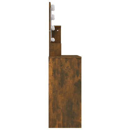 Dressing Table with LED Smoked Oak 86,5x35x136 cm