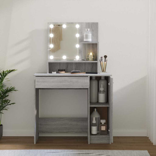 Dressing Table with LED Grey Sonoma 86,5x35x136 cm