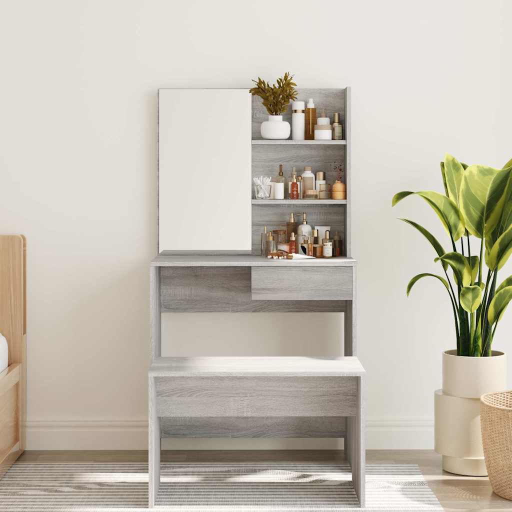 Dressing Table with Mirror Grey Sonoma 74,5x40x141 cm