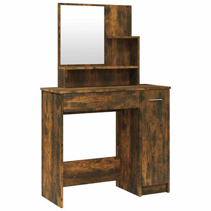 Dressing Table with Mirror Smoked Oak 86,5x35x136 cm