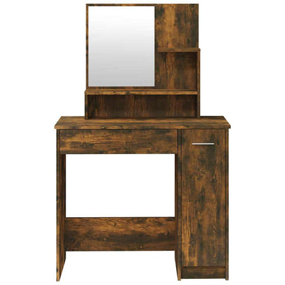 Dressing Table with Mirror Smoked Oak 86,5x35x136 cm