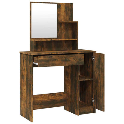 Dressing Table with Mirror Smoked Oak 86,5x35x136 cm