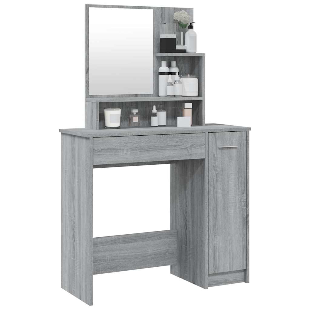 Dressing Table with Mirror Grey Sonoma 86,5x35x136 cm