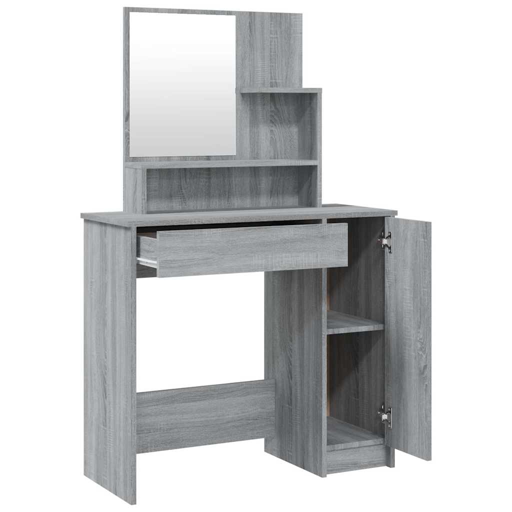 Dressing Table with Mirror Grey Sonoma 86,5x35x136 cm