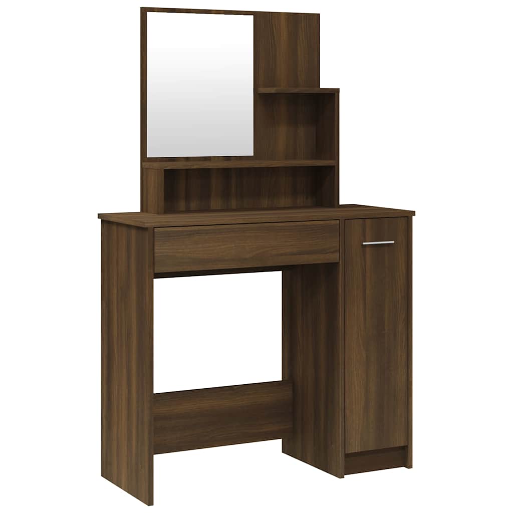 Dressing Table with Mirror Brown Oak 86,5x35x136 cm