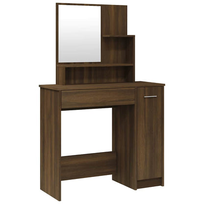Dressing Table with Mirror Brown Oak 86,5x35x136 cm