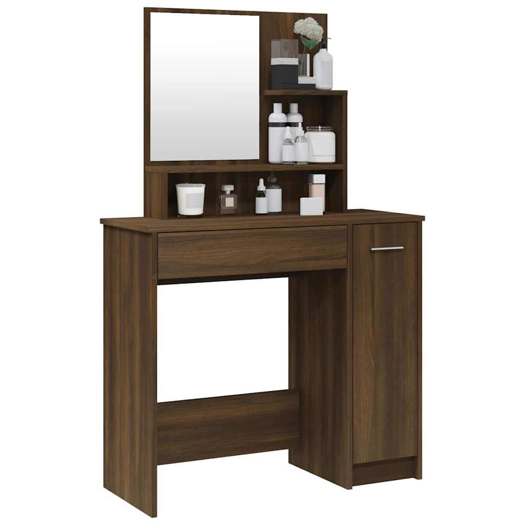 Dressing Table with Mirror Brown Oak 86,5x35x136 cm