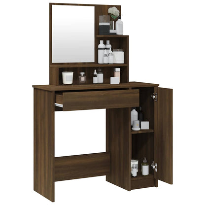 Dressing Table with Mirror Brown Oak 86,5x35x136 cm