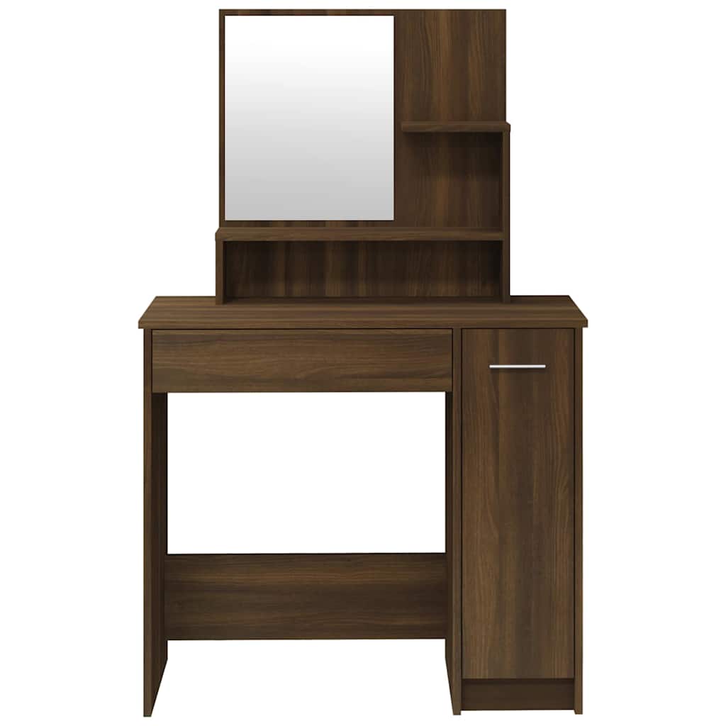 Dressing Table with Mirror Brown Oak 86,5x35x136 cm