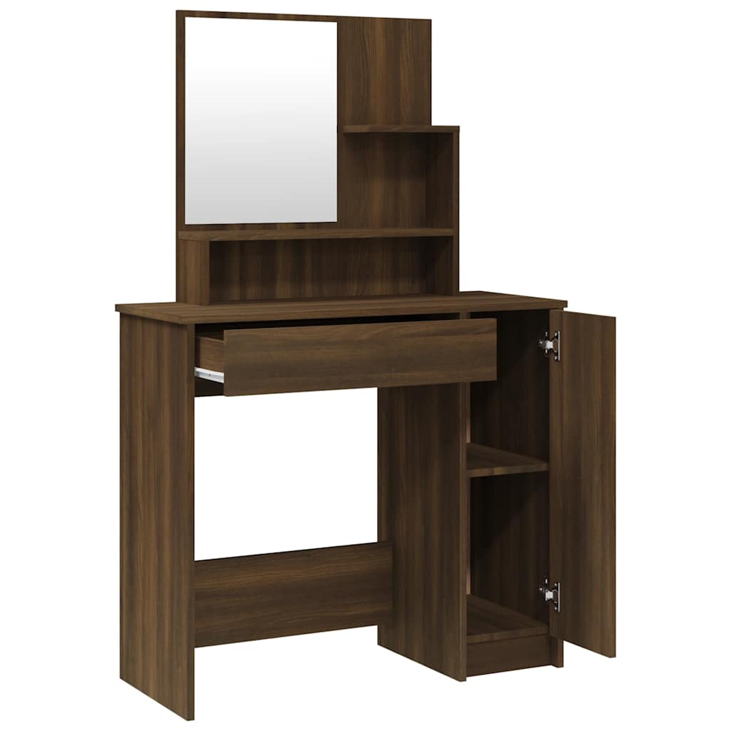 Dressing Table with Mirror Brown Oak 86,5x35x136 cm