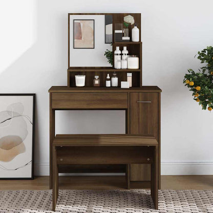 Dressing Table with Mirror Brown Oak 86,5x35x136 cm