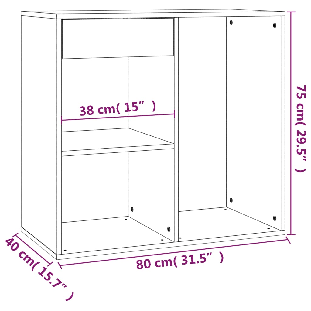 Cosmetic Cabinet | Brown oak | Engineered wood | 80x40x75 cm