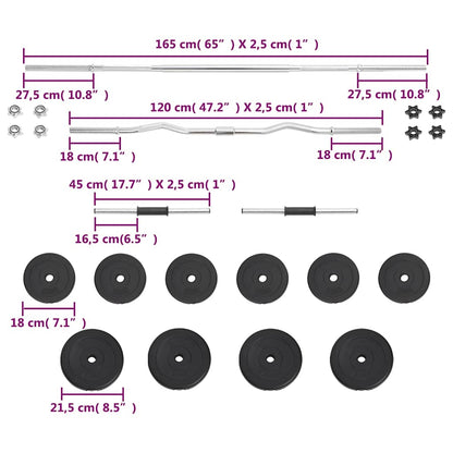 93588 vidaXL Barbell and Dumbbell Set 30 kg