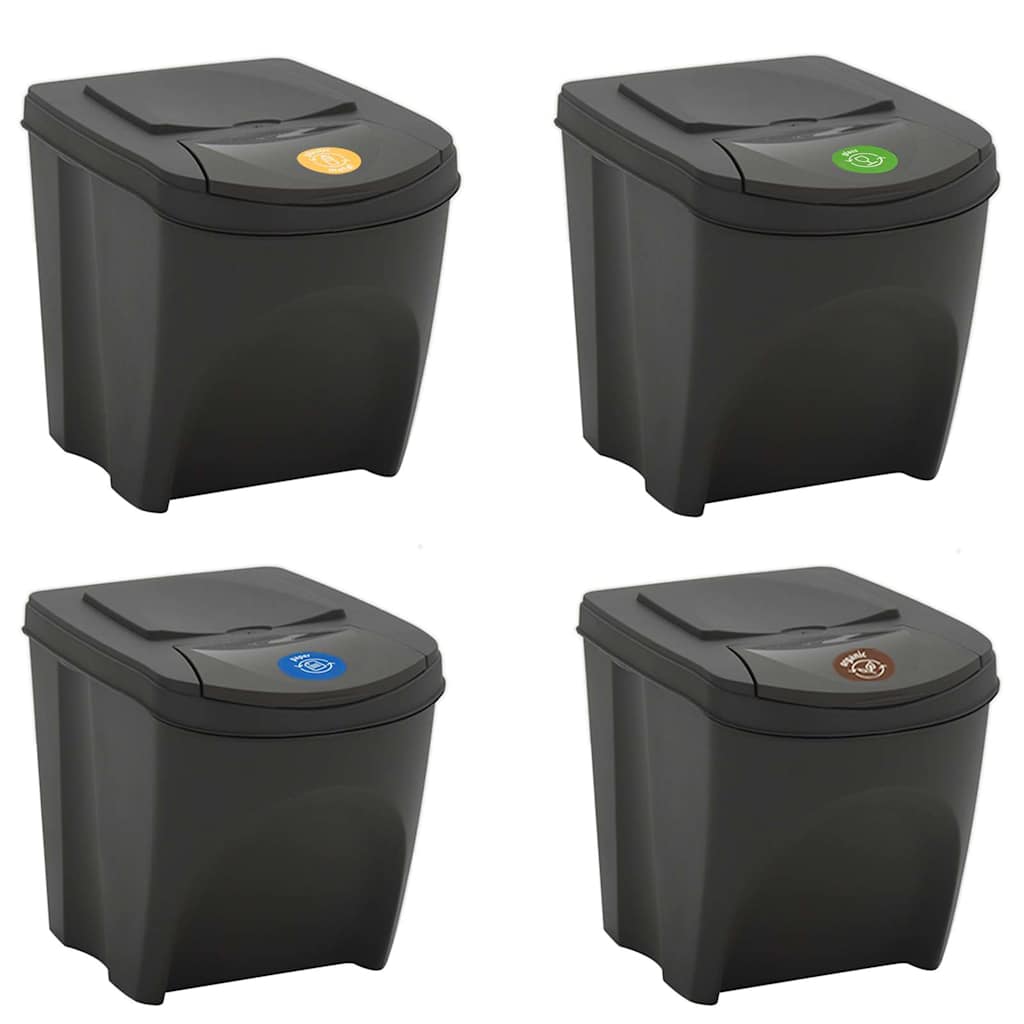 Stackable Garbage Bin Boxes 4 pcs Grey 100 L Polypropylene