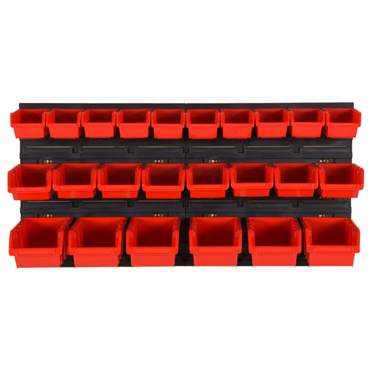 26 Piece Workshop Shelf Set Red and Black 77x39cm Polypropylene